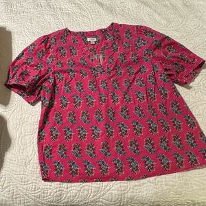 J. Crew Pink Floral Blouse